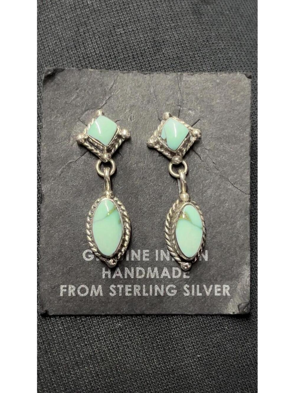 Native American Navajo handmade sterling silver turquoise post design earrings